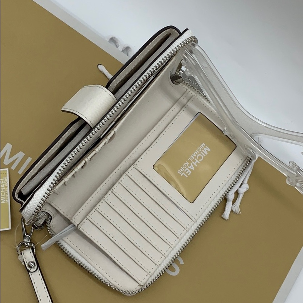 MICHAEL KORS MD ZA PHONE HOLDER WALLET Optic White - Picture 14 of 16